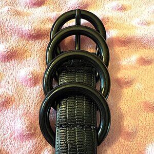 Rebecca Minkoff black belt  genuine leather 4 metal rings 3/4" wide XL pre-owned